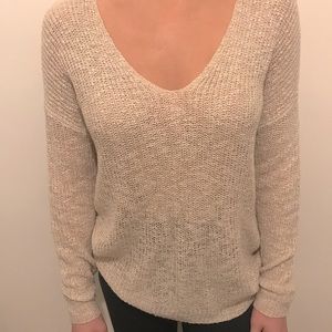 Tan sweater with open back
